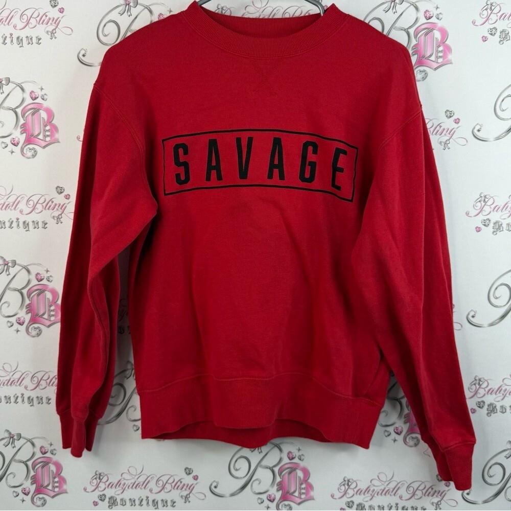 SWS sweater pull over savage black Red Crewneck Sweatshirt graphic shirt top